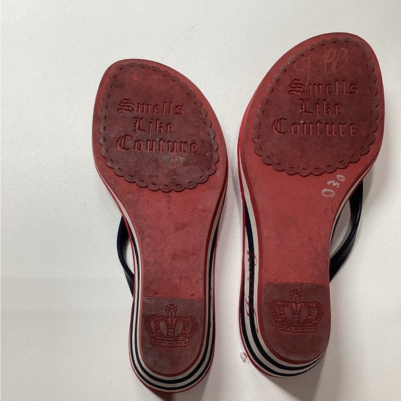 Juicy Couture Laney Wedge Striped Apple Charm Slip On Y2K Size 8 - Picture 10 of 11